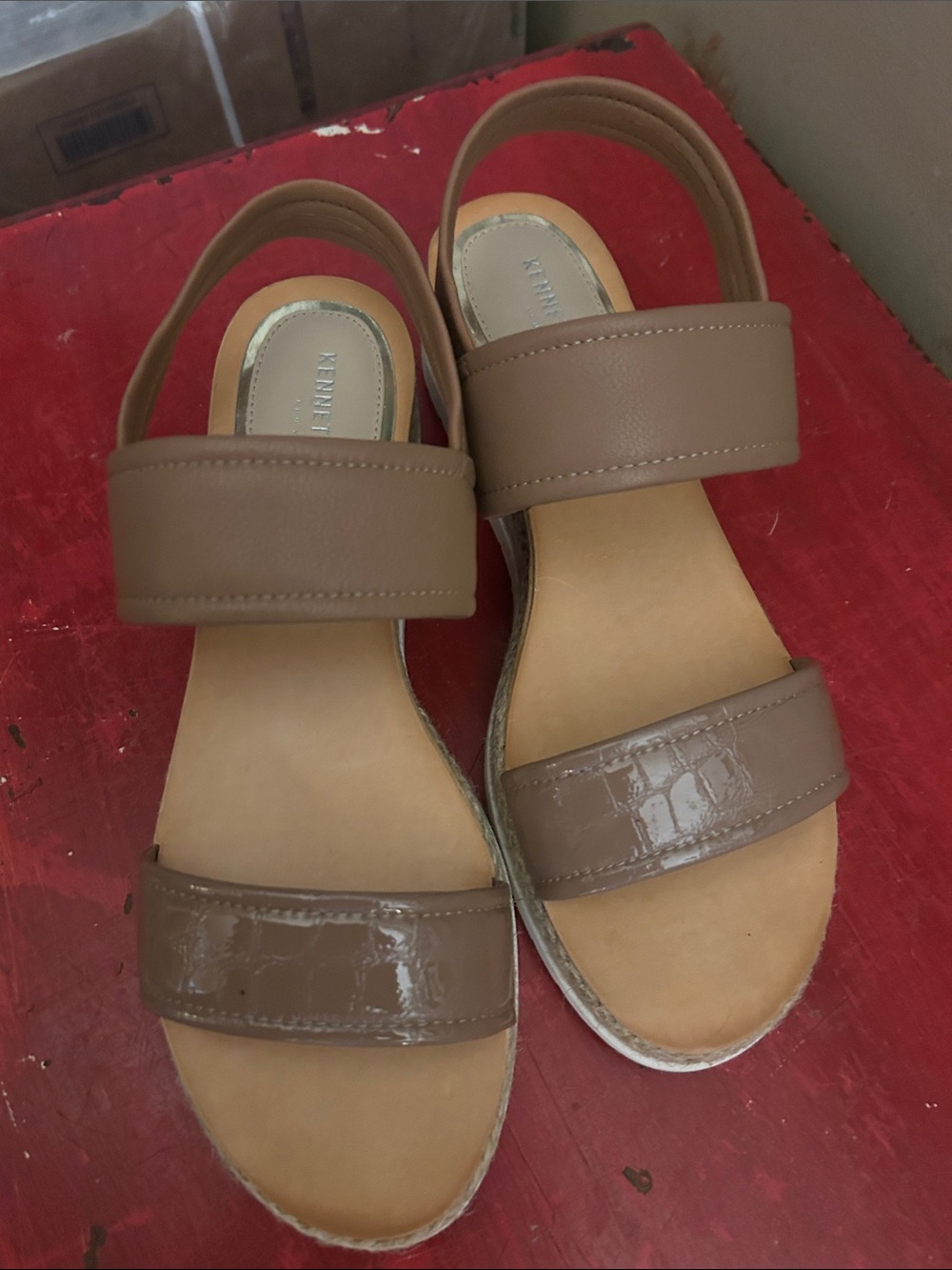Kenneth Cole - Taupe Two-Strap Espadrille Sandals